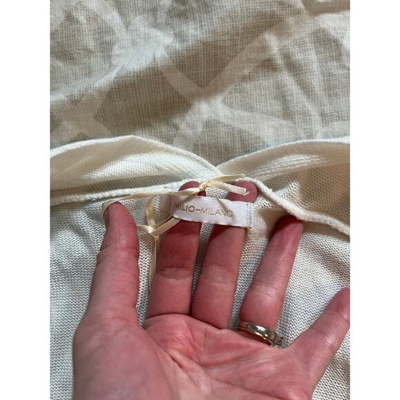 MILIO MILANO MODAL CARDIGAN ivory open duster cardigan sweater large - Picture 6 of 12